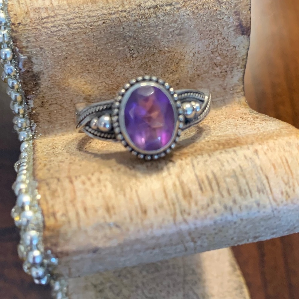 925 Sterling And Amethyst Ring